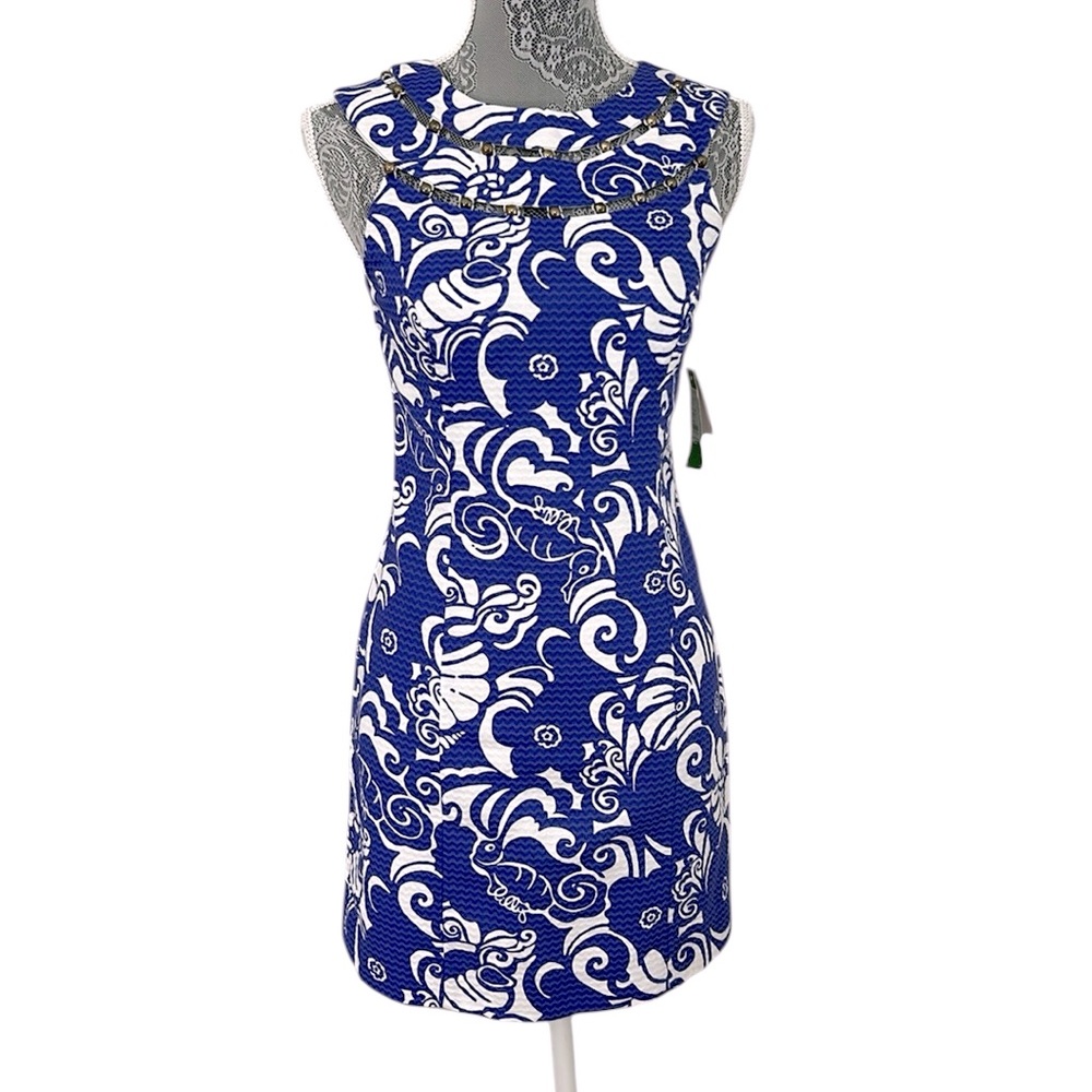 Lilly Pulitzer Size 0 Tide Pools periwinkle blue and white Lindy Shift dress.